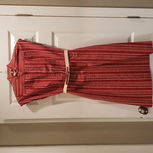 VINTAGE, CALIFORNIA GIRL STRIPED DRESS WITH BELT AND POCKETS, SIZE 6